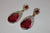 W00385 Pink Drop Gem Earrings Goldtone