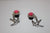 W00372 Dove and Rose Ear Plug Pink Silvertone Black