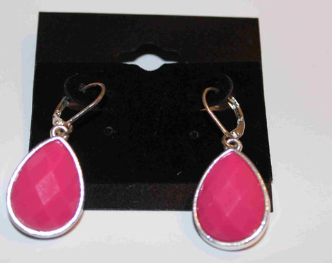 Hot Pink and Silvertone Earrings