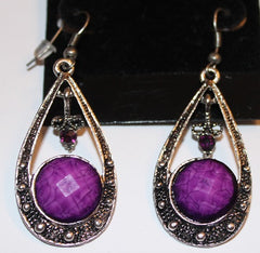 Purple Antique Silvertone & Purple Earrings