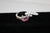 W00358  Silvertone Ring with Pink and Clear Crystals Size 6