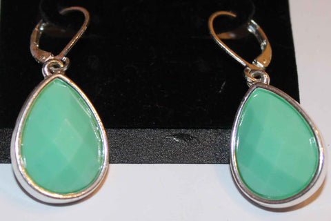 Gorgeous Pretty Mint Green & Silvertone EarringsFaux Crystal Earrings