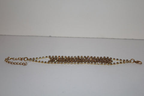 W00406  Goldtone Clear Crystal Special Occasion Bracelet  8.5 in