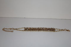 W00406  Goldtone Clear Crystal Special Occasion Bracelet  8.5 in
