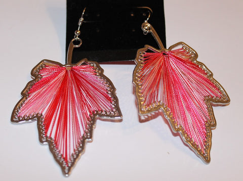 Gorgeous Silvertone & Pink Thread Earrings