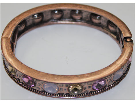 Dazzling Crystal Rivoli Antiqued Rosetone Bracelet, Size Lg J265878