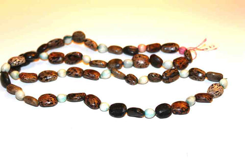 Pretty Pale Teal & Brown Beaded Necklace