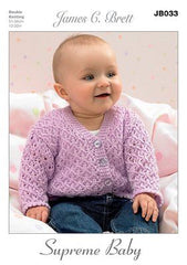 James C Brett JB033 Supreme Baby Babies Cardigan Knitting Pattern