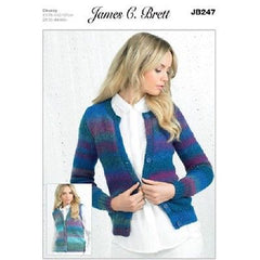 James C Brett Ladies Cardigans JB247 Knitting Pattern Marble Chunky