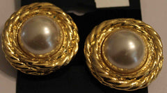 Faux Pearl & Goldtone CLIP Earrings