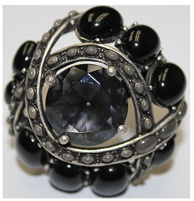 Heidi Klum Black Cabochon And Crystal Duchess Ring Size 7 J265883 Black
