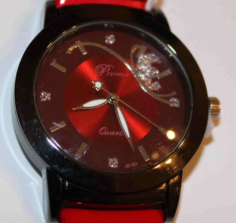 Gorgeous Red & Black Fashion Watch W00530