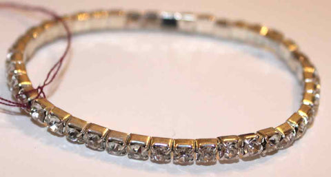 Silvertone Clear Faux Crystal Stretch Bracelet