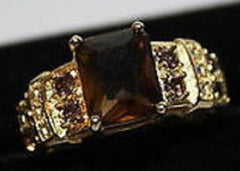 Women's Faux Brown Tanzanite Yellow Gold Filled Ring  sz 9