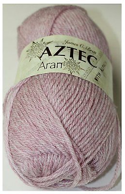 James C Brett Aztec Aran  Alpaca Yarn 100g AL4 Shade of Light Pink