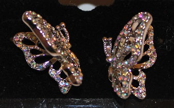 Pretty Glittery Silvertone Butterfly Earrings