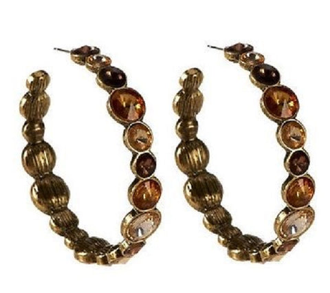 Heidi Klum Dazzling Faceted Siren Hoop Pierced Earrings Brasstone J265880