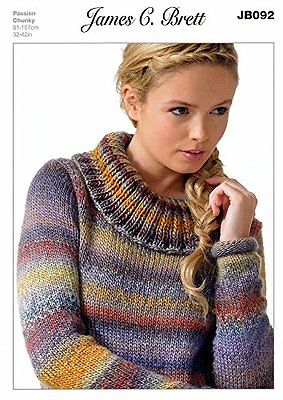Sweater in James C. Brett Passion Chunky JB092 Knitting Pattern