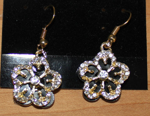 Gorgeous Goldtone Flower Earrings with Faux Crystals